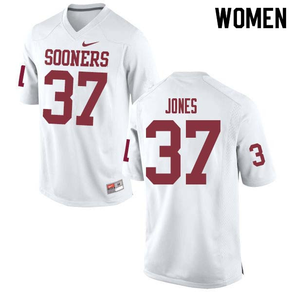 Women #37 Spencer Jones Oklahoma Sooners College Football Jerseys Sale-White - Click Image to Close